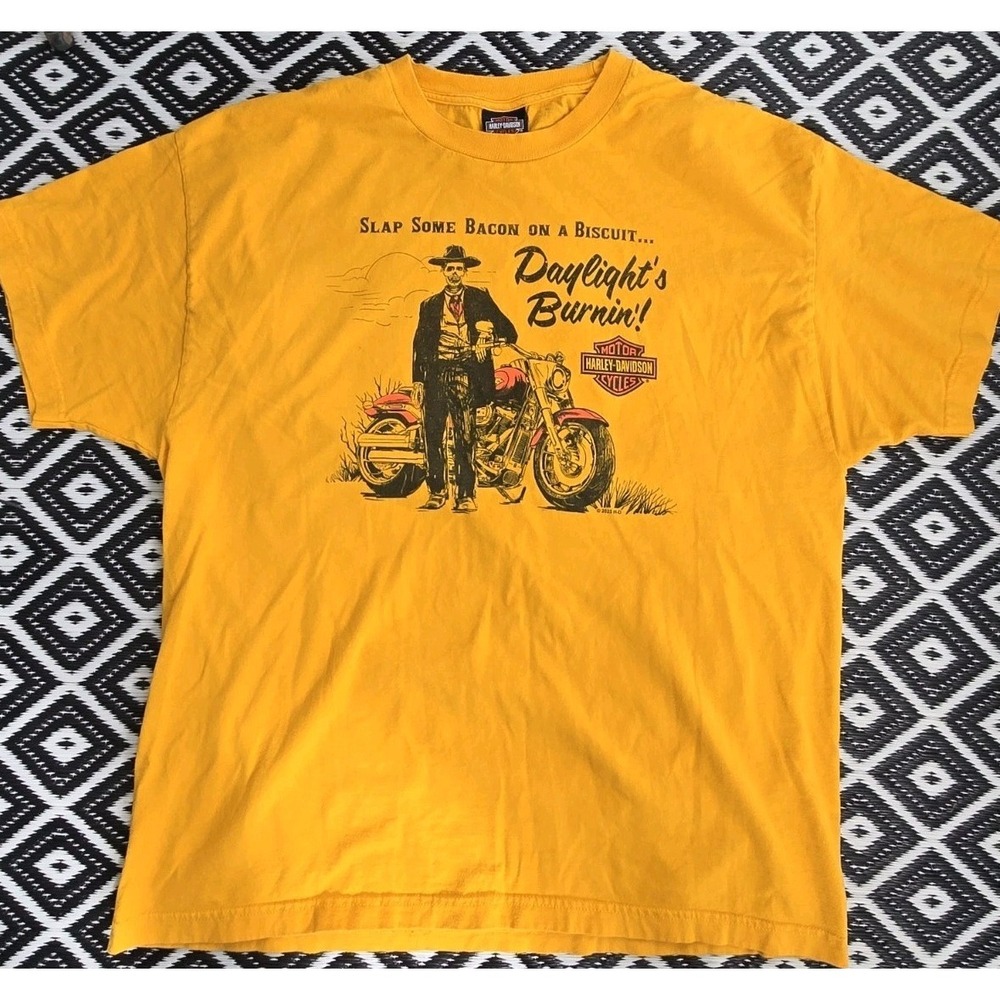 Harley-Davidson T-Shirt Mens XL Daylights Burnin Skeleton Cowboy Roughrider HD